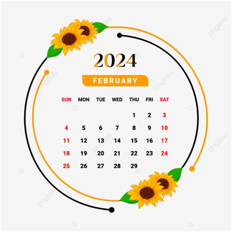 Gambar Kalender Bulan Februari Dengan Bingkai Bunga Unik Vektor