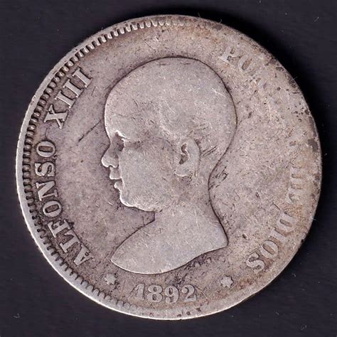 España 2 Pesetas Alfonso XIII 1892 PGM Km 692 Plata NUMISMÁTICA LA LONJA