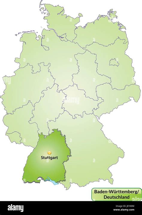 Map Of Baden Wuerttemberg With Capitals In Green Stock Vector Image