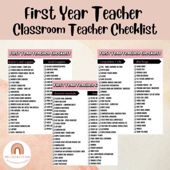 First Year Teacher- Classroom Checklist- Supply List, Classroom Necessities