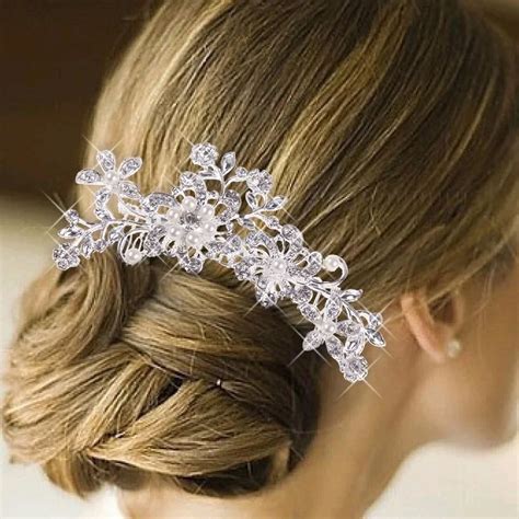 Wedding Bridal Pearl Hair Pins Comb Flower Crystal Hair Clips