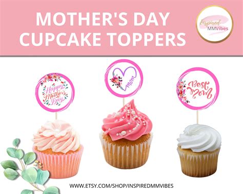 Mothers Day Cupcake Toppers Printable Sweet Printable Cupcake Etsy