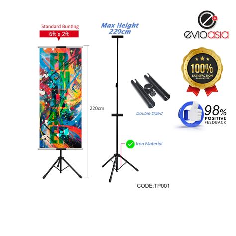 Evio Asia Tripod Banner Bunting Display Stand T Bunting Banner Double