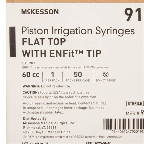 Enteral Oral Syringe McKesson 60 ML Enfit Tip Without Safety Suprememed