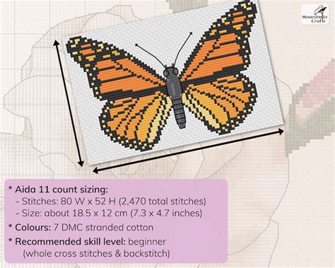 Monarch Butterfly Cross Stitch Pattern Living With Art Etsy