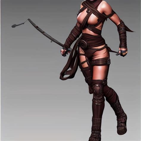 D Rpg Full Body Portrait Of A Female Ninja Who Looks Like Scarl