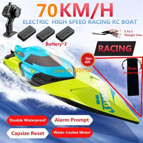 Electric RC Boats 70KM H Double Waterproof Electric RC High Speed Racing 200M 50CM Water Sensor ...