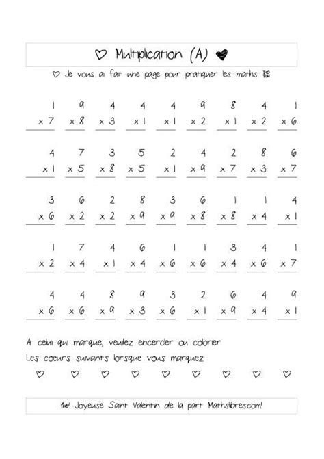 Multiplication De Nombres A Un Chiffre A