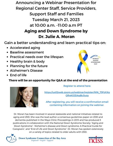 Aging And Down Syndrome Webinar Desert Recreation District