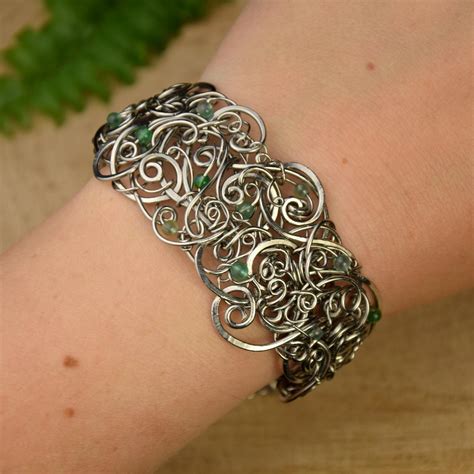 Szeroka Bransoleta Agat Wire Wrapping Bransoletki Bi Uteria W Arsneo