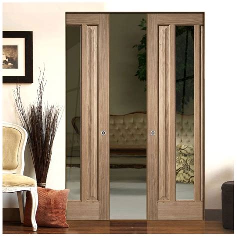 Kilburn 1 Pane Oak Absolute Evokit Double Pocket Doors Clear Glass