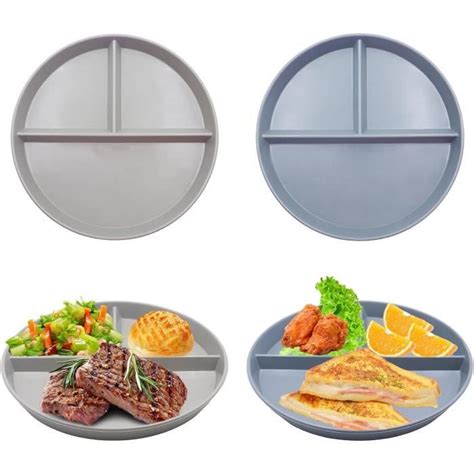 4 Pièces Assiettes Divisées Compartiment Assiette Regime Portion Adulte