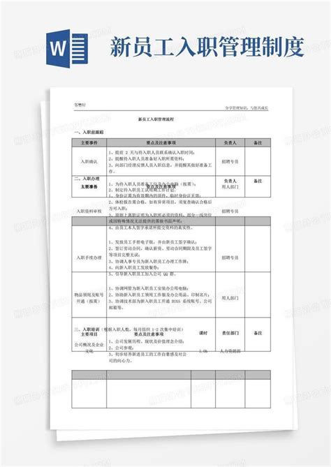 通用版新员工入职管理流程word模板下载编号loerbznl熊猫办公