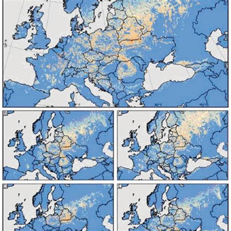 Map predicting potential European bison habitat in Europe 45 ...