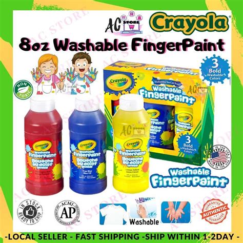 Ac Crayola 8oz Primary Washable Fingerpaint 3 Count Redyellowblue