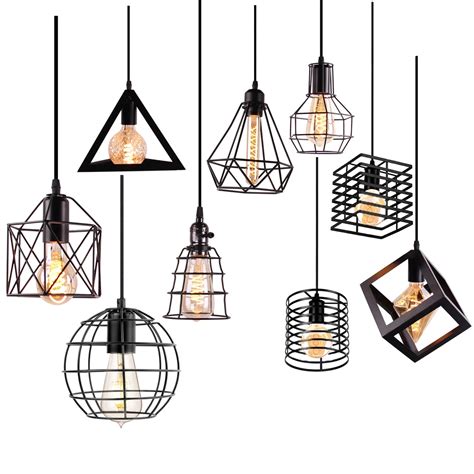 E27 Moderne Nordic Hanglampen Black Iron Retro Loft Kooi Piramide