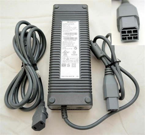 Xbox 360 175w Microsoft AC Adapter Brick W Power Cord And AV Cable For