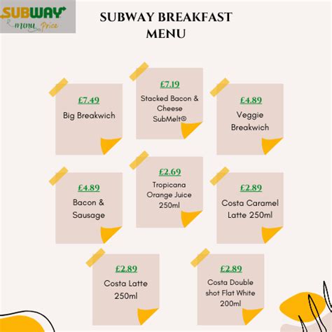 Latest Subway Menu Prices Uk January 2025 Update