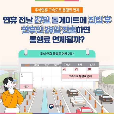 알쏭달쏭 ‘추석 연휴 고속도로 통행료 면제 전체 카드한컷 멀티미디어 대한민국 정책브리핑