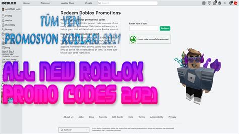 TÜM YENİ ROBLOX PROMOSYON KODLARI 2021 ALL NEW ROBLOX PROMO CODES ON