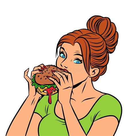 Fat Woman Eats Hamburger Stock Illustrations 29 Fat Woman Eats