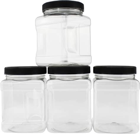 Amazon Plastic Jars 32 Fluid Ounce Square Pinch Handle 12 Pack