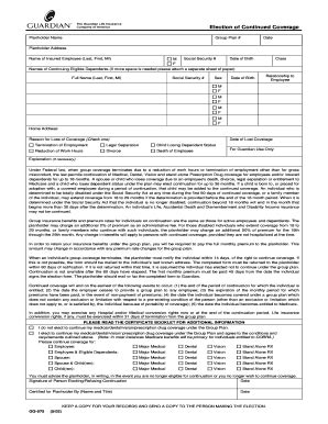 Fillable Online Guardian COBRA Election Form Cbg Online Fax Email