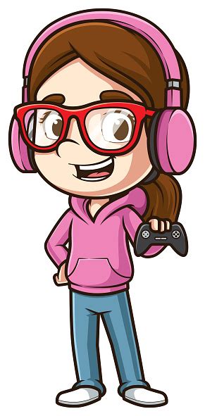 Happy Female Gamer Cartoon Illustration Stock Illustration Download