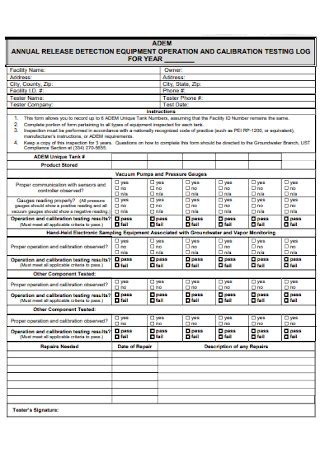 9 SAMPLE Equipment Calibration Logs In PDF MS Word