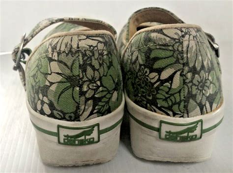 Dansko 38 Green Floral Vegan Mary Jane Sneaker Clog Gem