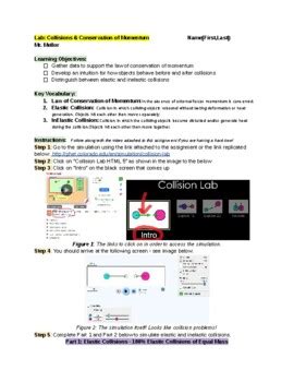 PhET Simulation Collision Lab Data Taking Short Conservation Of