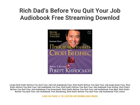 Rich Dad S Before You Quit Your Job Audiobook Free Streaming Downlod By