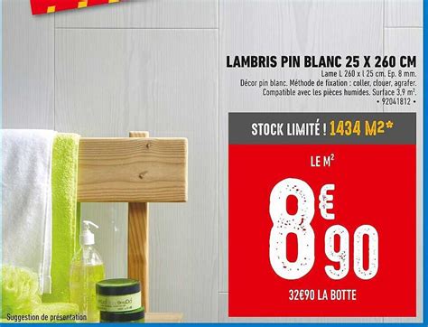 Promo Lambris Pin Blanc 25 X 260 Cm Chez Brico Cash ICatalogue Fr