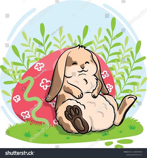 Cute Easter Bunny Sleeping Large Easter Stock Vector Royalty Free