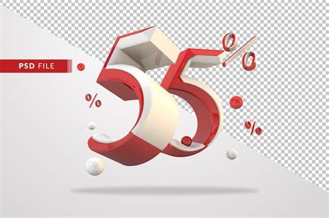 Premium Psd 40 Percentage Percent Sign Modern 3d Number Red Psd File