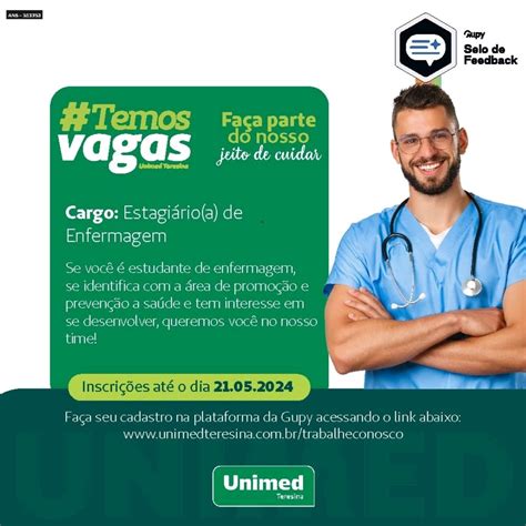 Unimed Teresina está vaga de estágio para Enfermagem Vagas Piauí