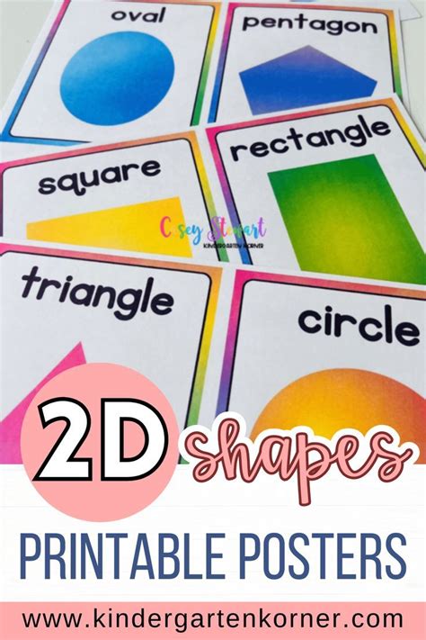 Printable Shapes Posters With The Text 2 D Shapes In Different Colors