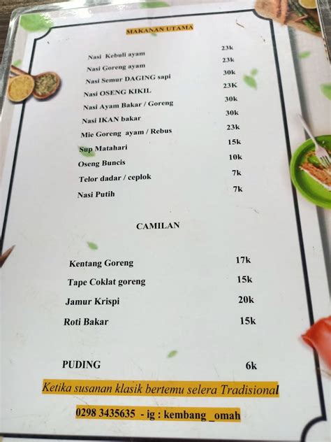 Menu At Omah Kembang Merbabu Restaurant Ngablak