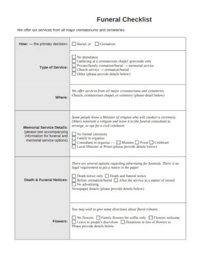 15 Funeral Checklist Templates In Pdf Word Xls Free And Premium