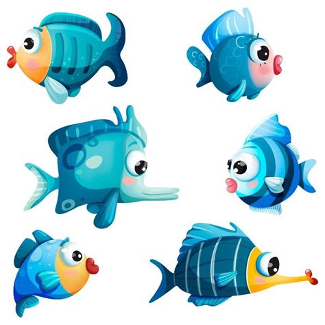 Stickers De La Mer Poissons Bleus Poisson Image Dessin Poisson