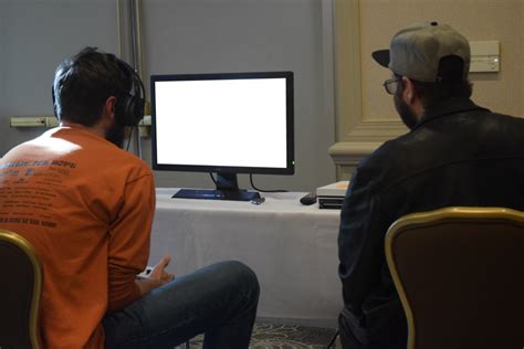 Free Desktop Mockup Two Men Are Playing Games