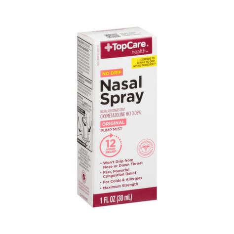 Topcare Nasal Decongestant Oxymetazoline Hcl No Drip Nasal Spray