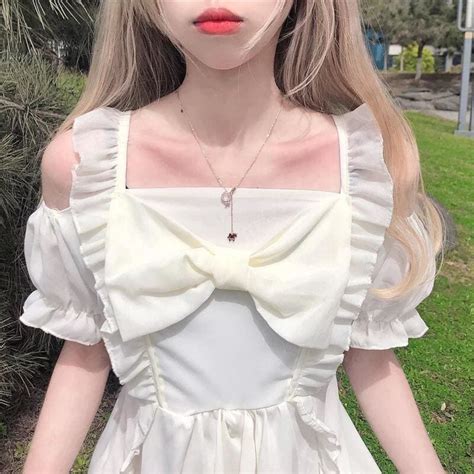 Almond Lilly Kawaii Princess Lolita Off-Shoulder Spring Bow