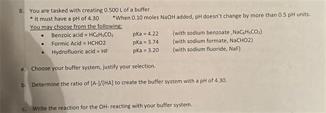 Solved You Are Tasked With Creating 0 500l ﻿of A Buffer It