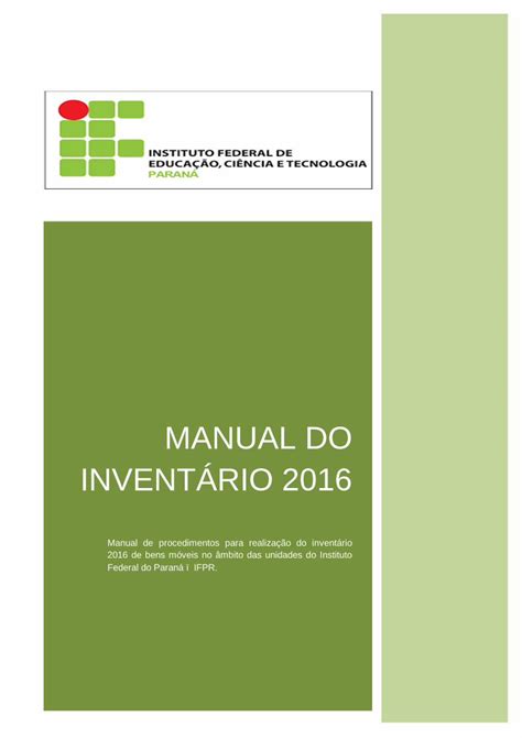 Pdf Manual Do Invent Rio Reitoria Ifpr Edu Brreitoria Ifpr Edu