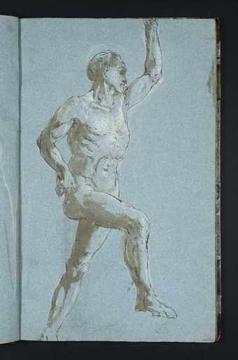 A Standing Male Nude With Right Arm Raised Seen From Behind Joseph