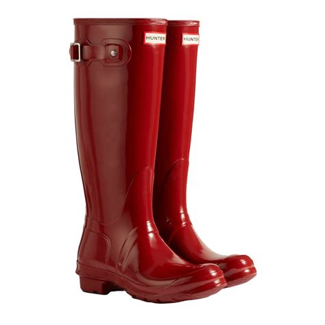 Womens Original Tall Gloss Rain Boots Hunter Boots Rain Boots Hunter Rain Boots Red Rain