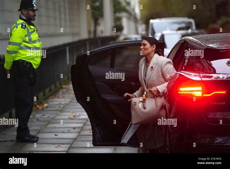 Former Home Secretary Priti Patel Arrives To Give A Statement To The Uk