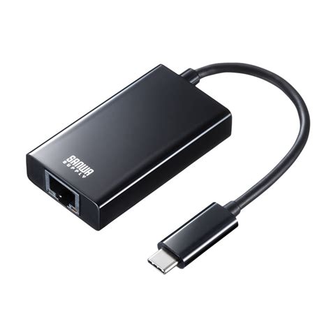 Usb32 Typec Lan変換アダプタ（usbハブポート付・ブラック）｜サンプル無料貸出対応 Usb Cvlan4bkn サンワダイレクト