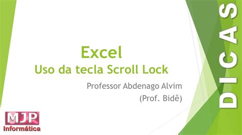 Uso Da Tecla Scroll Lock No Excel Youtube